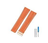 BWBVHRHZY Convient for pilotes de la série Breitling, convient for Avengers italiens, convient au chronométrage aérien, convient for la culture océanique, convient au bracelet en cuir 22/24 mm.(Orange