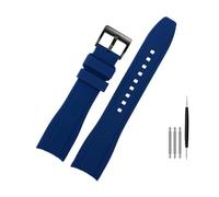BWBVHRHZY Fit For Rolex Fit for Longine Fit for Citizen BN0193 Tudor Interface incurvée Bracelet de montre en silicone 19mm 20mm 22mm 21 Man Bracelet souple Accessoires(Blue black,20mm)