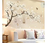 BWCXXZH Autocollants muraux 3D amovibles en forme de fleur blanche pour chambre à coucher, chambre d'enfant, salon 127 x 188 cm