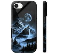 BWEGRHE Coque de téléphone abstraite loup solitaire pour iPhone 16E, double couche résistante aux chocs, coque de protection avec TPU souple + polycarbonate rigide, anti-rayures, compatible avec