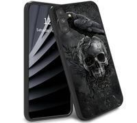 BWEGRHE Coque de téléphone motif tête de mort corbeau pour Samsung Galaxy A16, coque fine en gel TPU souple en caoutchouc protection intégrale pour Samsung Galaxy A16