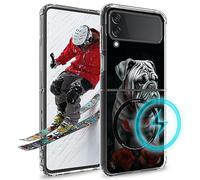 BWEGRHE Coque magnétique transparente pour Samsung Galaxy Z Flip 3 5G, [conçue pour Magsafe] Coque magnétique sans fil avec chargement sans fil pour Samsung Galaxy Z Flip 3 5G