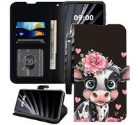 BWEGRHE Coque rose Little Cow pour Samsung Galaxy A16, pour Galaxy A16 - Étui portefeuille en similicuir TPU à rabat avec boucle magnétique et dragonne, fente pour carte de crédit