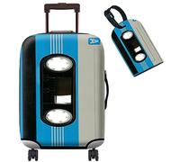 BWEGRHE Housse de protection pour valise + 1 étiquette de bagage pour bagages de 48,3 à 81,3 cm, Cassette bleue, S (19-21 inch)