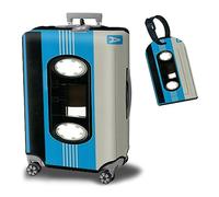 BWEGRHE Housse de protection pour valise + 1 étiquette de bagage pour bagages de 48,3 à 81,3 cm, Cassette bleue, L (26-29 inch)