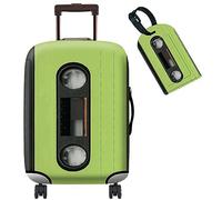 BWEGRHE Housse de protection pour valise + 1 étiquette de bagage pour bagages de 48,3 à 81,3 cm, Cassette verte, S (19-21 inch)