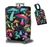 BWEGRHE Housse de protection pour valise + 1 étiquette de bagage pour bagages de 48,3 à 81,3 cm, Champignon de rêve, M (22-25 inch)