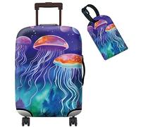 BWEGRHE Housse de protection pour valise + 1 étiquette de bagage pour bagages de 48,3 à 81,3 cm, Motif méduse, S (19-21 inch)