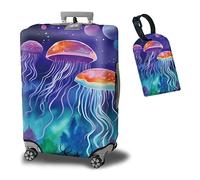 BWEGRHE Housse de protection pour valise + 1 étiquette de bagage pour bagages de 48,3 à 81,3 cm, Motif méduse, XL (30-32 inch)