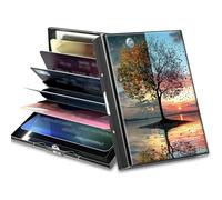 BWEGRHE Petit portefeuille de voyage fin multi-fentes pour cartes de crédit - Étui pour cartes de crédit - Blocage RFID - Petit portefeuille pour homme et femme, Tournesols de cochon, Matel