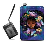 BWEGRHE Petit portefeuille de voyage fin multi-fentes pour cartes de crédit - Étui pour cartes de crédit - Blocage RFID - Petit portefeuille pour homme et femme, Pretty Girl Galaxie, Slim, Minimaliste