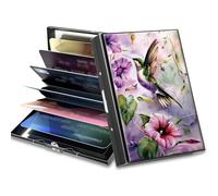 BWEGRHE Petit portefeuille de voyage fin multi-fentes pour cartes de crédit - Étui pour cartes de crédit - Blocage RFID - Petit portefeuille pour homme et femme, Hibou rose, Matel, Minimaliste