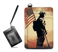 BWEGRHE Petit portefeuille de voyage fin multi-fentes pour cartes de crédit - Étui pour cartes de crédit - Blocage RFID - Petit portefeuille pour homme et femme, Drapeau soldat, Slim, Minimaliste