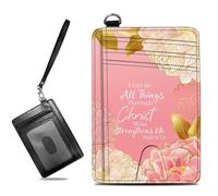 BWEGRHE Petit portefeuille de voyage fin multi-fentes pour cartes de crédit - Étui pour cartes de crédit - Blocage RFID - Petit portefeuille pour homme et femme, Bible Fleur Rose, Slim, Minimaliste