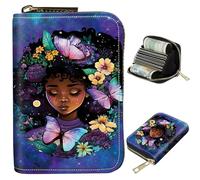 BWEGRHE Petit portefeuille de voyage fin multi-fentes pour cartes de crédit - Étui pour cartes de crédit - Blocage RFID - Petit portefeuille pour homme et femme, Pretty Girl Galaxie, Portable