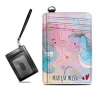 BWEGRHE Petit portefeuille de voyage fin multi-fentes pour cartes de crédit - Étui pour cartes de crédit - Blocage RFID - Petit portefeuille pour homme et femme, Faites un vœu hippocampe, Slim