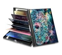 BWEGRHE Petit portefeuille de voyage fin multi-fentes pour cartes de crédit - Étui pour cartes de crédit - Blocage RFID - Petit portefeuille pour homme et femme, Mandalas d'art, Matel, Minimaliste