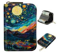 BWEGRHE Petit portefeuille de voyage fin multi-fentes pour cartes de crédit - Étui pour cartes de crédit - Blocage RFID - Petit portefeuille pour homme et femme, Brilliant Night, Portable, Classique