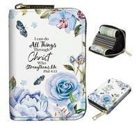 BWEGRHE Petit portefeuille de voyage fin multi-fentes pour cartes de crédit - Étui pour cartes de crédit - Blocage RFID - Petit portefeuille pour homme et femme, Bleu Bible, Portable, Classique