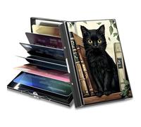 BWEGRHE Petit portefeuille de voyage fin multi-fentes pour cartes de crédit - Étui pour cartes de crédit - Blocage RFID - Petit portefeuille pour homme et femme, Planètes étoilées roses, Matel