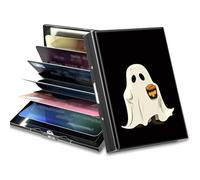 BWEGRHE Petit portefeuille de voyage fin multi-fentes pour cartes de crédit - Étui pour cartes de crédit - Blocage RFID - Petit portefeuille pour homme et femme, Fantômes de café, Matel, Minimaliste