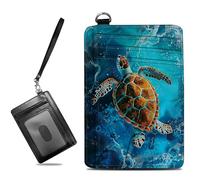 BWEGRHE Petit portefeuille de voyage fin multi-fentes pour cartes de crédit - Étui pour cartes de crédit - Blocage RFID - Petit portefeuille pour homme et femme, Blue Ocean Turtle, Slim, Minimaliste