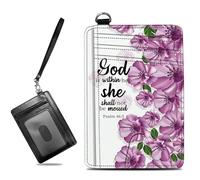 BWEGRHE Petit portefeuille de voyage fin multi-fentes pour cartes de crédit - Étui pour cartes de crédit - Blocage RFID - Petit portefeuille pour homme et femme, Bible Fleur violette, Slim