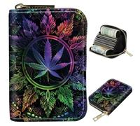 BWEGRHE Petit portefeuille de voyage fin multi-fentes pour cartes de crédit - Étui pour cartes de crédit - Blocage RFID - Petit portefeuille pour homme et femme, Mauvaises herbes colorées, Portable,
