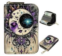 BWEGRHE Petit portefeuille de voyage fin multi-fentes pour cartes de crédit - Étui pour cartes de crédit - Blocage RFID - Petit portefeuille pour homme et femme, Magic Moon, Portable, Classique