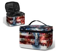 BWEGRHE Trousse de maquillage de voyage avec dragonne amovible, Drapeau de la foi, Large