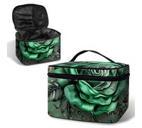 BWEGRHE Trousse de maquillage de voyage avec dragonne amovible, Rose verte., Large