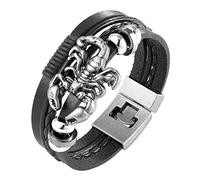 Bwer Nouveau Bracelet en Cuir à Breloques tissé rétro Fait à la Main pour Hommes Vintage Multicouche Bracelets Scorpion Hommes Bijoux, TZ-611