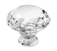 BWESOO K9 Bouton de tiroir en forme de diamant Argenté 25 mm
