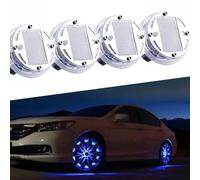 BWGHBH Lampe Solaire à LED pour Pneus de Voiture, Avertissement de Couleur Clignotante du Couvercle Central des Roues Lampes Décoratives, Convient aux Voitures et aux Véhicules Tout-Terrain (4PCS)