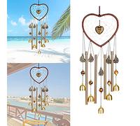 Bwinka Carillon à Vent Unique en Forme de cœur avec Cloche en Laiton pour décoration à Suspendre, Jardin, Maison
