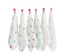BWINKA Paquet de 12 serviettes de bain en mousseline de bambou avec crochet, 12 "x12" lingettes réutilisables, serviettes de toilette pour le cadeau de douche