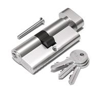 Bwintech 1 Pcs 40/50T mm Euro Cylindre en laiton, 90mm Thumbturn/Key Barrel Lock avec 3 clés en laiton standard,anti-crochetage, anti-perçage, anti-claquement, anti-choc, nickel satiné