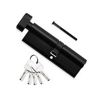 Bwintech 1 Pcs 45/50T mm Euro Cylindre en laiton, 95mm Thumbturn/Key Barrel Lock avec 5 clés horizontales en laiton,anti-crochetage, anti-perçage, anti-claquement, anti-choc,noire