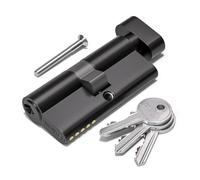 Bwintech 1 Pcs 45T/45mm Euro Cylindre en laiton, 90mm Thumbturn/Key Barrel Lock avec 3 clés en laiton standard,anti-crochetage, anti-perçage, anti-claquement, anti-choc,Noire