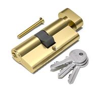 Bwintech 1 Pcs 50T/50mm Euro Cylindre en laiton, 100mm Thumbturn/Key Barrel Lock avec 3 clés en laiton standard,anti-picking, anti-perçage, anti-claquement, anti-choc, laiton poli
