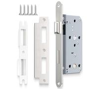 Bwintech 1 PCS satin nickel Serrure de salle de bain 7255 Serrure à encastrer en acier inoxydable trou européen pour portes intérieures et portes de salle de bain, verrouillage réversible