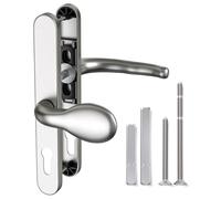 Bwintech 1 pièce Poignée de porte d'entrée en acier inoxydable satiné nickel UPVC, levier/plaque séparés, entraxe 60 et 92 mm, distance entre les trous de vis 211 mm, longueur de la plaque 243 mm
