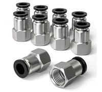 Bwintech 10 Pcs 10mm diamètre extérieur du manchon de carte x 1/4 "BSP femelle traversant raccord pneumatique Push-in, PCF10-02 adaptateur de ligne d'air à libération rapide
