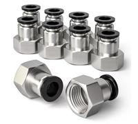Bwintech 10 Pcs 8mm diamètre extérieur du manchon de carte x 1/2 "BSP femelle traversant raccord pneumatique Push-in, PCF8-04 adaptateur de ligne d'air à libération rapide