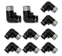 Bwintech 10 Pcs 8mm Tubing OD x 1/4" Female BSP Thread Elbow Push to Connect Pneumatic Fitting,PLF8-02 Quick Release Air Line Adapter