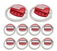 Bwintech 10 Pcs Câble d'acier de consignation ajustable rouge pour les applications de consignation, fonctionne avec des cadenas de sécurité