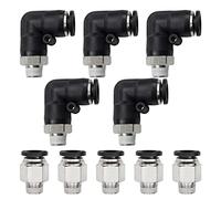 Bwintech 10 Pcs manchon de carte de 4mm à M5 BSP mâle traversant et coude de 90 degrés raccord pneumatique, adaptateur de ligne d'air à libération rapide PL4 - M5 / PC4 - M5