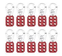 Bwintech 10 Pcs Moraillon de consignation en acier à mâchoires rouges Moraillon de consignation pour cadenas, avec 6 trous d'interverrouillage
