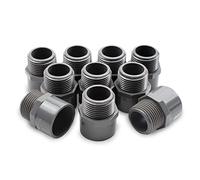 Bwintech 10 pcs Noir 3/4" Filetage BSP mâle à 25mm Connecteur de mamelon hexagonal en PVC, adapté pour l'irrigation des terres agricoles, connexion de tuyau d'eau