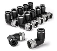 Bwintech 12 PCS 10mm od x 1/4" BSP male thread 90 Degree Elbow Push - in Air Connection, PL10-02 adaptateur de ligne d'air à libération rapide